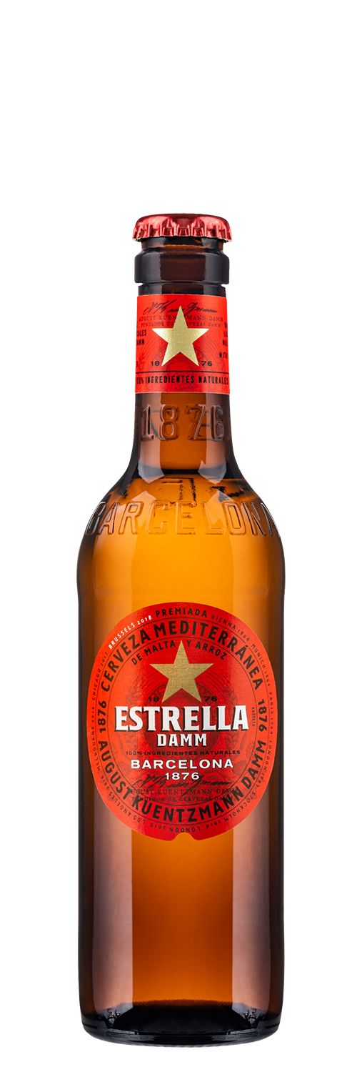 Estrella Damm õlu pudelis